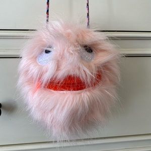 Fuzzy Pink Monster Bag J.Crew Kids with Nylon Cord